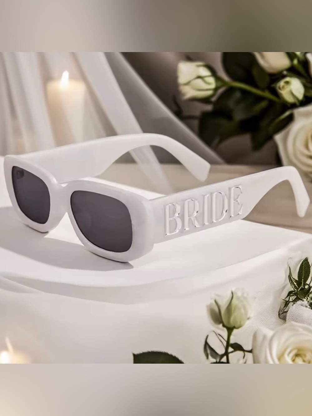 Nordstrom White 'BRIDE' Chunky Frame Sunglasses